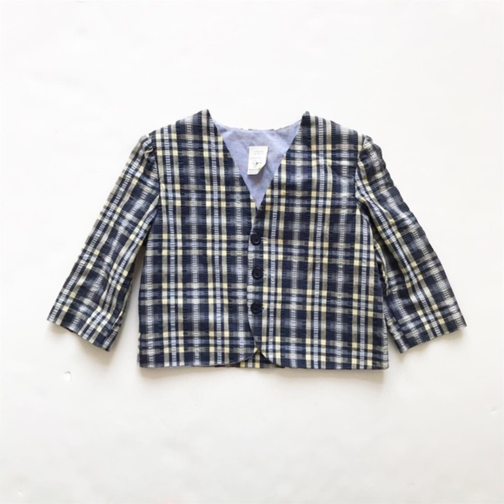 Vintage navy/yellow Seersucker jacket/blazer 24m